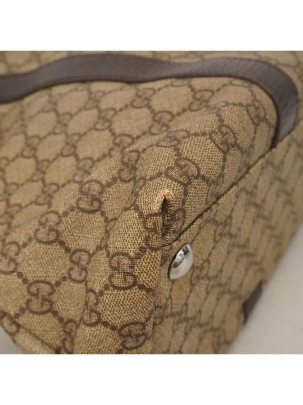 Gucci Tote GG Supreme Brown Silver